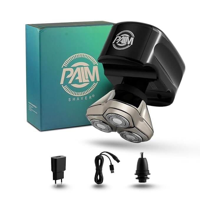 Skull Shaver Palm Shaver for Men: Best Bald Head & Face Shaver, Waterproof, Cordless, Gift Item, Travel-Friendly - A Perfect Shaver for Bald Men/Women