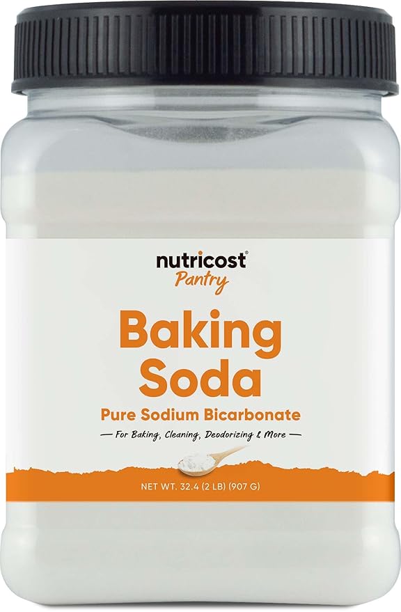 Baking soda sprinkled on feet as a natural deodorizer for removing foot smell
