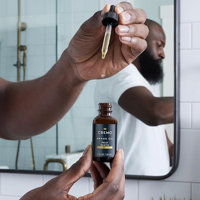Before and after using beard oil – dry vs. shiny, healthy beard.