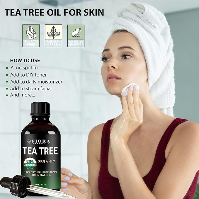 Pure tea tree essential oil with antibacterial properties to fight armpit and foot odor